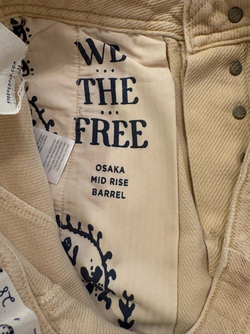 We The Free Osaka Mid rise Barrel Corduroy Pants in Tan - Picture 5 of 12